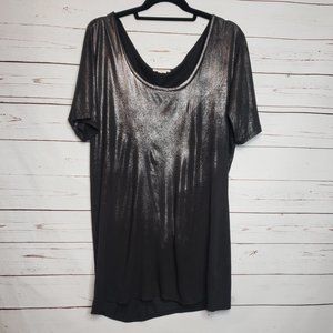Helmut Lang Black Shimmer Short Sleeve Top
